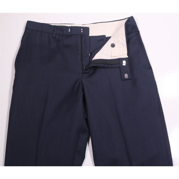 TM Lewin Navy Blue Wool Sharkskin Dress Pants Trousers Flat Front 30x32 - Picture 5 of 7